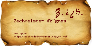 Zechmeister Ágnes névjegykártya